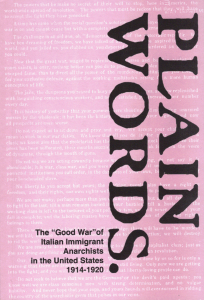 Plain Words: The "Good War" of Italian Immigrant Anarchists in the US 1914-1920